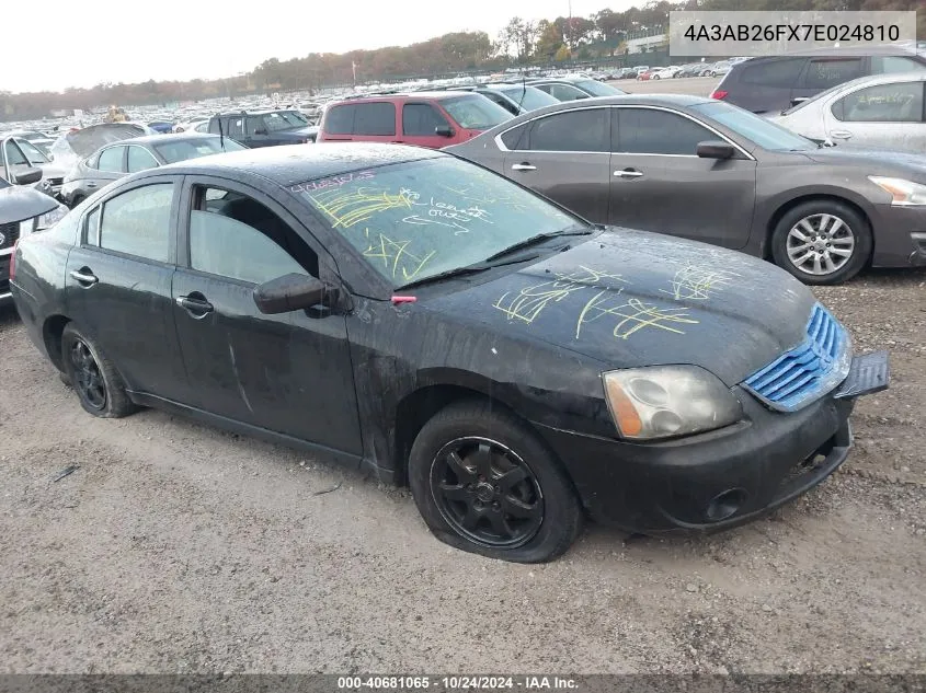 2007 Mitsubishi Galant De VIN: 4A3AB26FX7E024810 Lot: 40681065