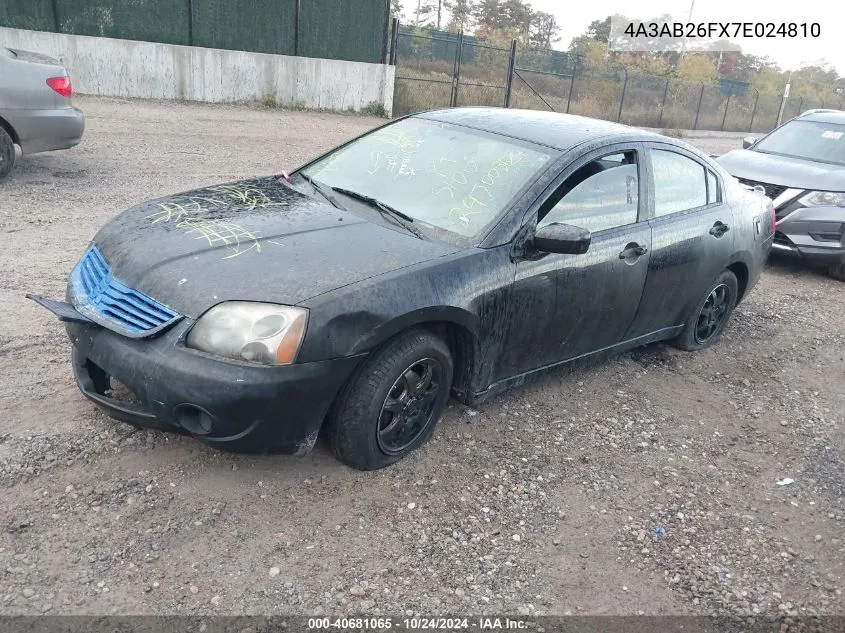 2007 Mitsubishi Galant De VIN: 4A3AB26FX7E024810 Lot: 40681065