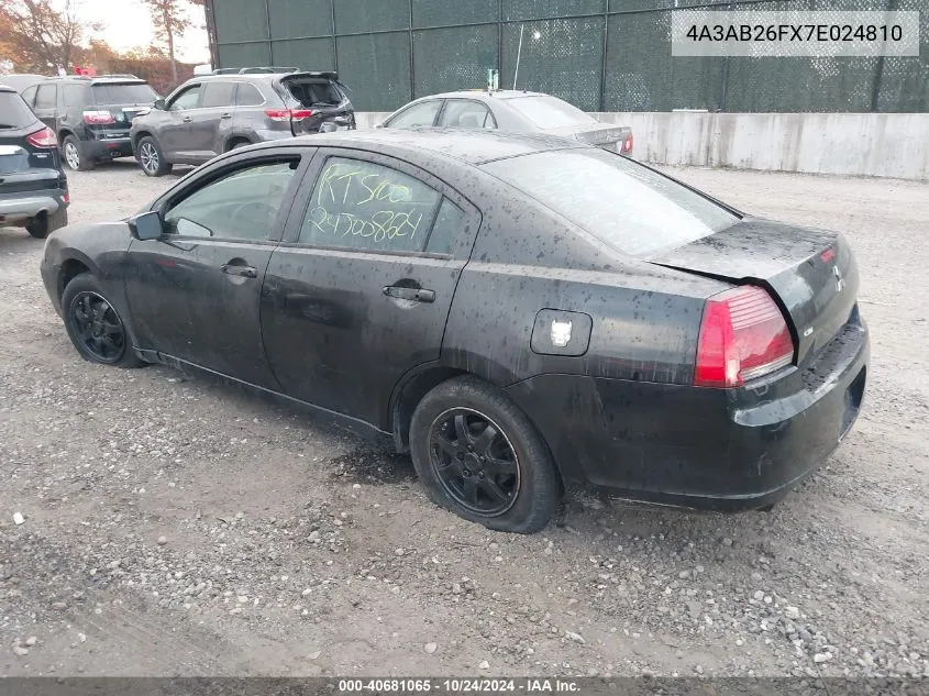 2007 Mitsubishi Galant De VIN: 4A3AB26FX7E024810 Lot: 40681065