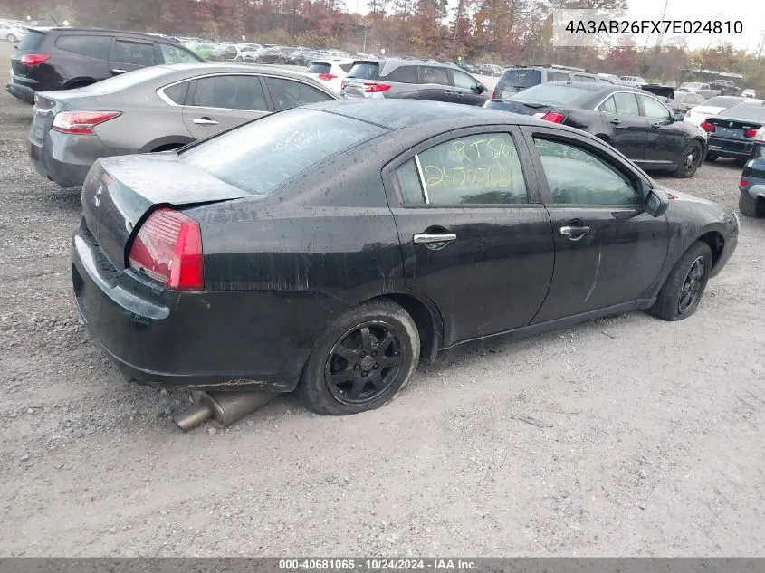 2007 Mitsubishi Galant De VIN: 4A3AB26FX7E024810 Lot: 40681065