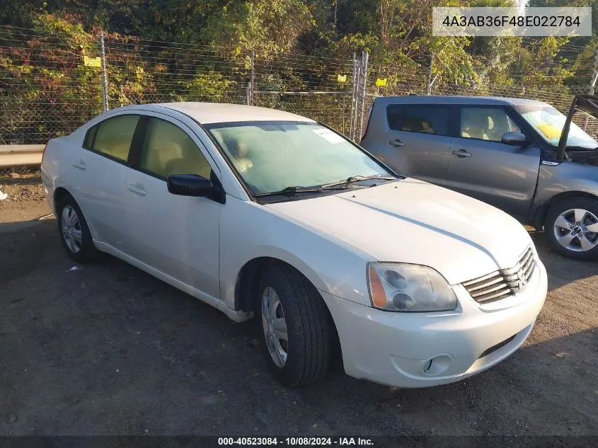 2008 Mitsubishi Galant Es VIN: 4A3AB36F48E022784 Lot: 40523084