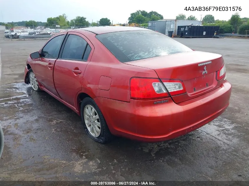 2009 Mitsubishi Galant Es/Sport Edition VIN: 4A3AB36F79E031576 Lot: 39753086