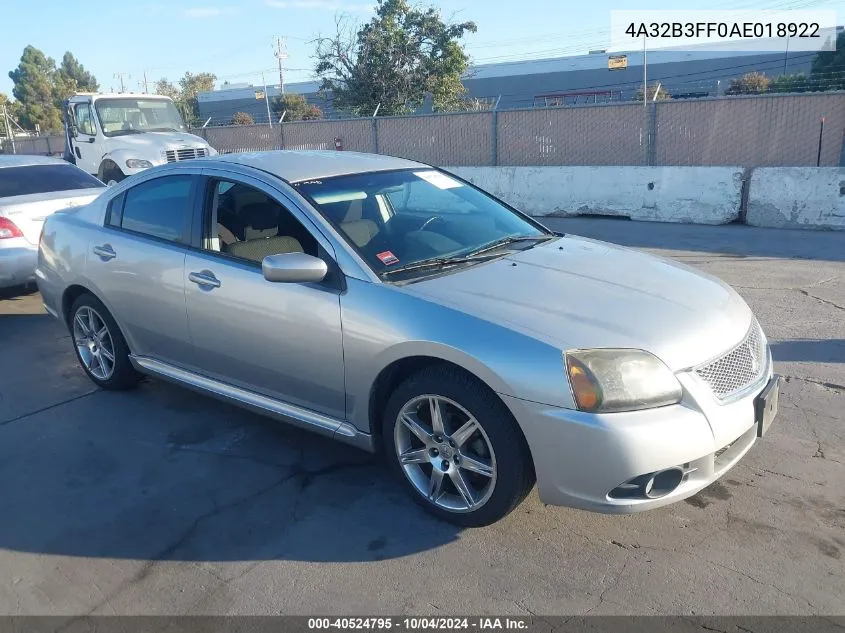 2010 Mitsubishi Galant Es/Se VIN: 4A32B3FF0AE018922 Lot: 40524795