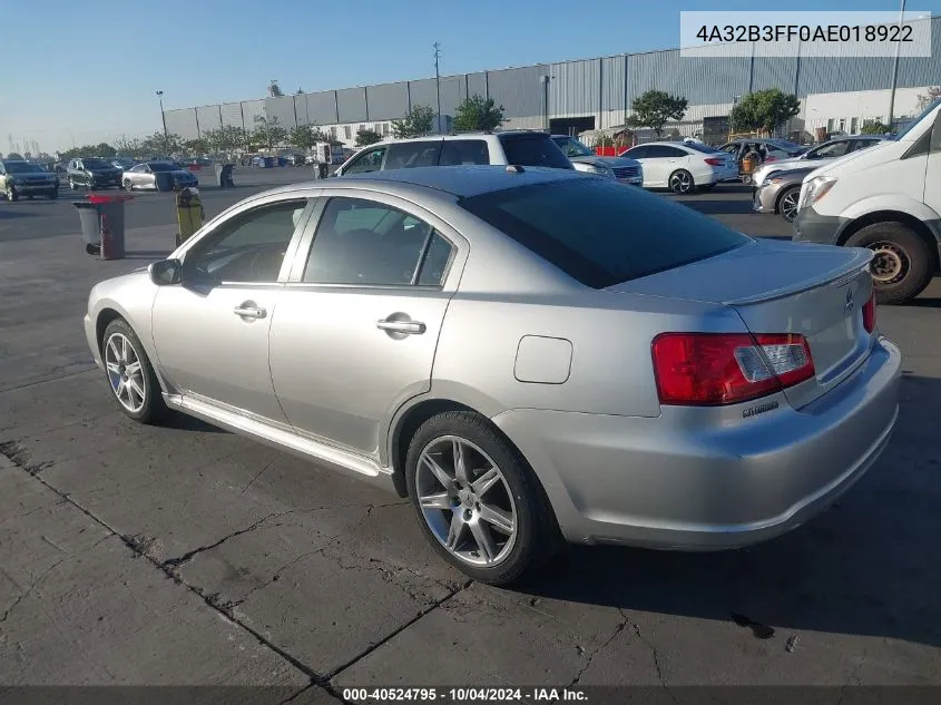 2010 Mitsubishi Galant Es/Se VIN: 4A32B3FF0AE018922 Lot: 40524795