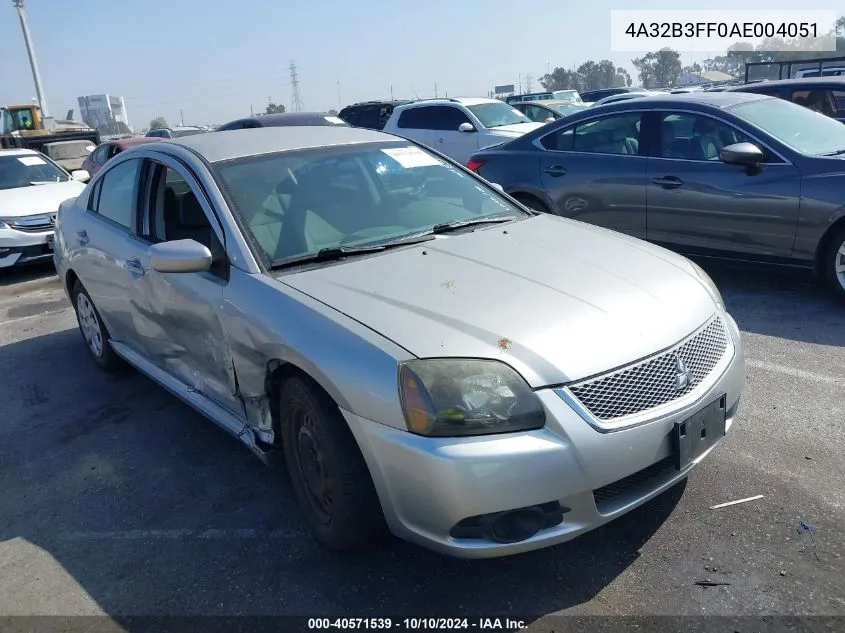 2010 Mitsubishi Galant Es/Se VIN: 4A32B3FF0AE004051 Lot: 40571539