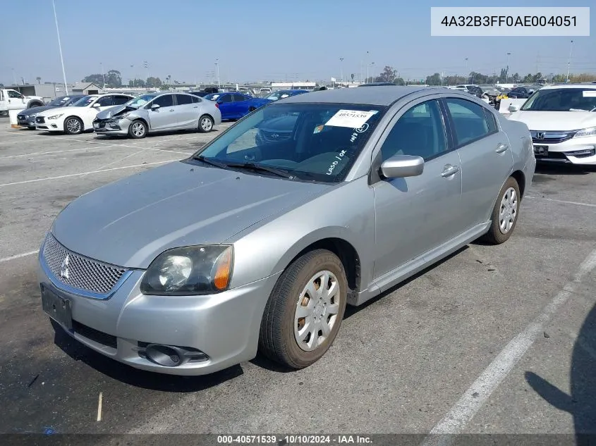 2010 Mitsubishi Galant Es/Se VIN: 4A32B3FF0AE004051 Lot: 40571539