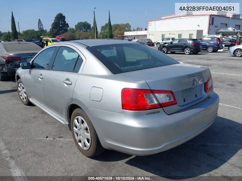 2010 Mitsubishi Galant Es/Se VIN: 4A32B3FF0AE004051 Lot: 40571539