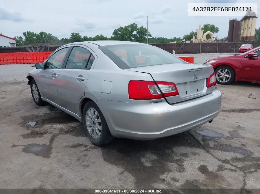 2011 Mitsubishi Galant Es VIN: 4A32B2FF6BE024171 Lot: 39541631