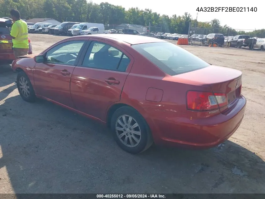 2011 Mitsubishi Galant Fe VIN: 4A32B2FF2BE021140 Lot: 40255012