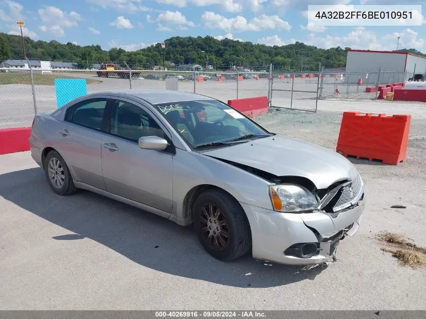 2011 Mitsubishi Galant Fe VIN: 4A32B2FF6BE010951 Lot: 40269916