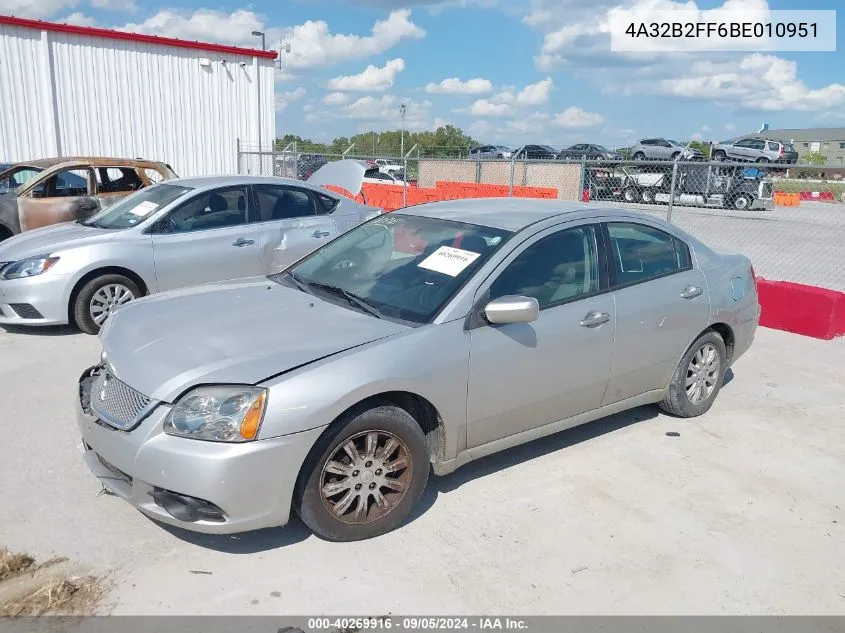 2011 Mitsubishi Galant Fe VIN: 4A32B2FF6BE010951 Lot: 40269916