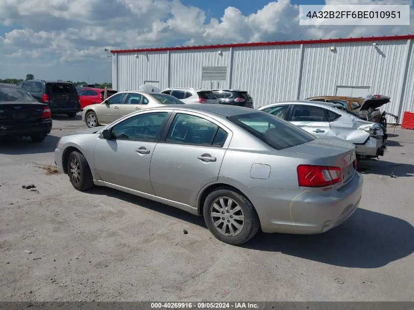 2011 Mitsubishi Galant Fe VIN: 4A32B2FF6BE010951 Lot: 40269916