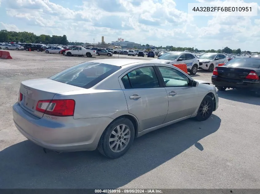 2011 Mitsubishi Galant Fe VIN: 4A32B2FF6BE010951 Lot: 40269916