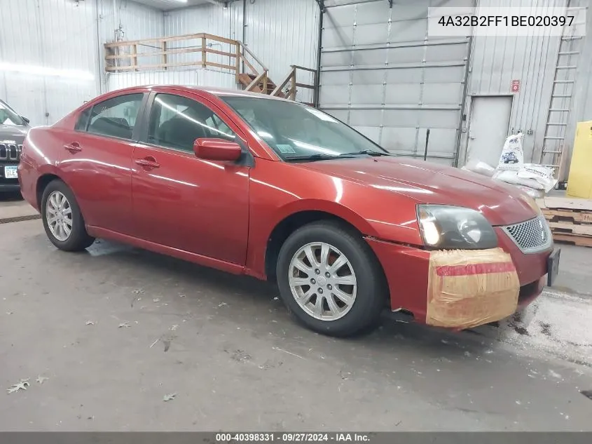 2011 Mitsubishi Galant VIN: 4A32B2FF1BE020397 Lot: 40398331