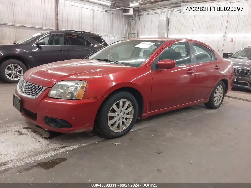 2011 Mitsubishi Galant VIN: 4A32B2FF1BE020397 Lot: 40398331