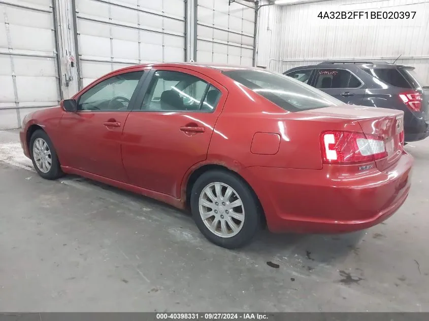 2011 Mitsubishi Galant VIN: 4A32B2FF1BE020397 Lot: 40398331