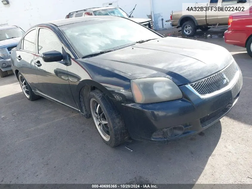 2011 Mitsubishi Galant Es/Se VIN: 4A32B3FF3BE022402 Lot: 40695365