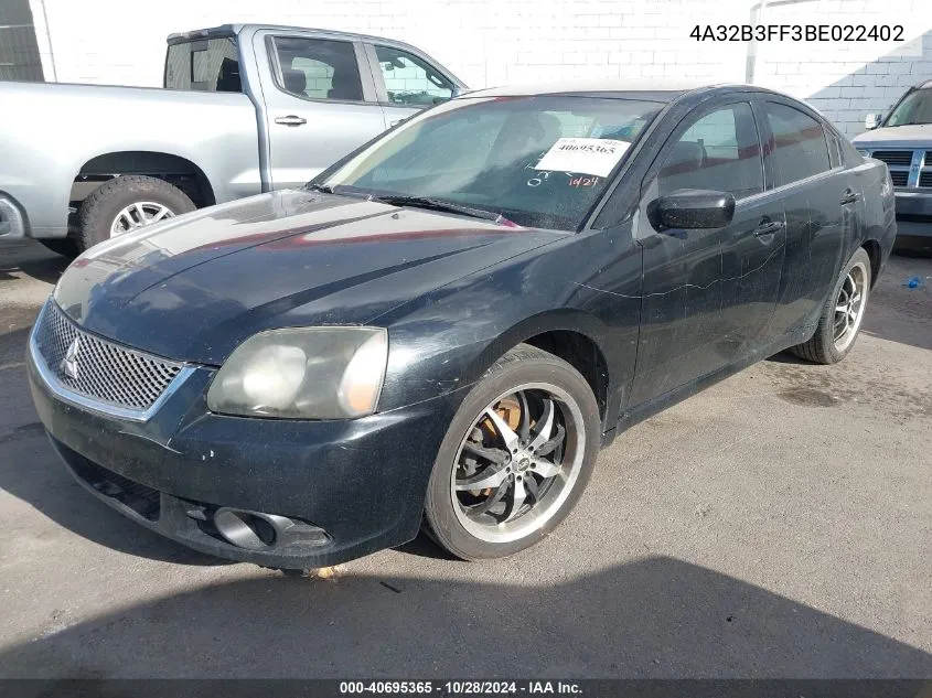 2011 Mitsubishi Galant Es/Se VIN: 4A32B3FF3BE022402 Lot: 40695365