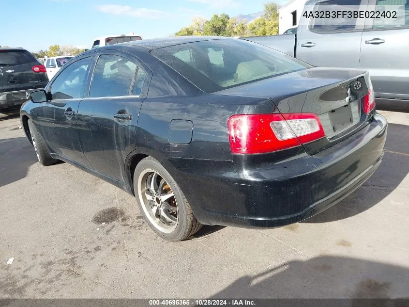 2011 Mitsubishi Galant Es/Se VIN: 4A32B3FF3BE022402 Lot: 40695365