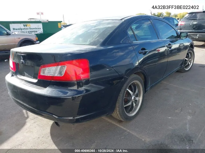 2011 Mitsubishi Galant Es/Se VIN: 4A32B3FF3BE022402 Lot: 40695365