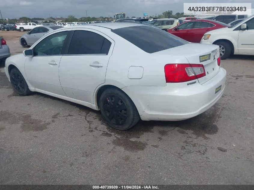 2011 Mitsubishi Galant Es/Se VIN: 4A32B3FF7BE033483 Lot: 40739509