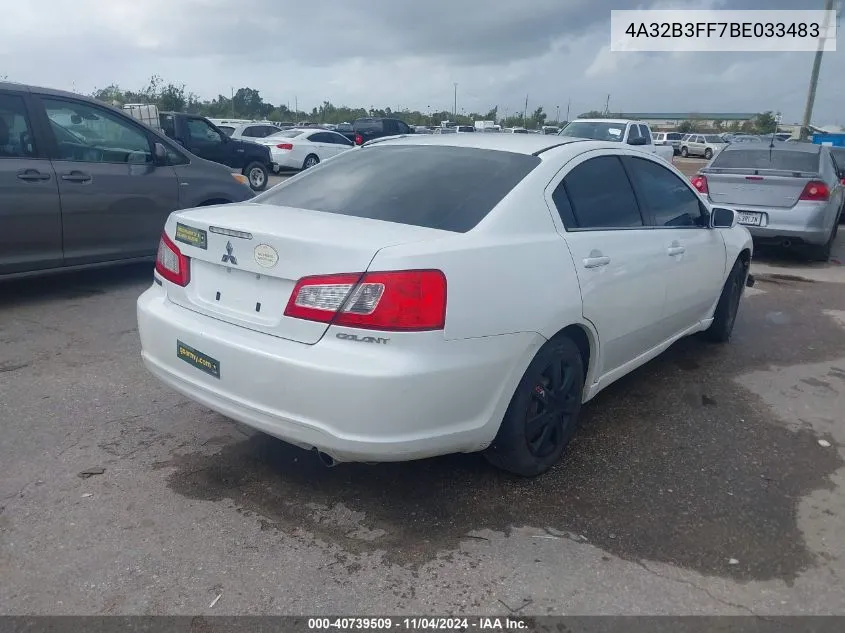 2011 Mitsubishi Galant Es/Se VIN: 4A32B3FF7BE033483 Lot: 40739509