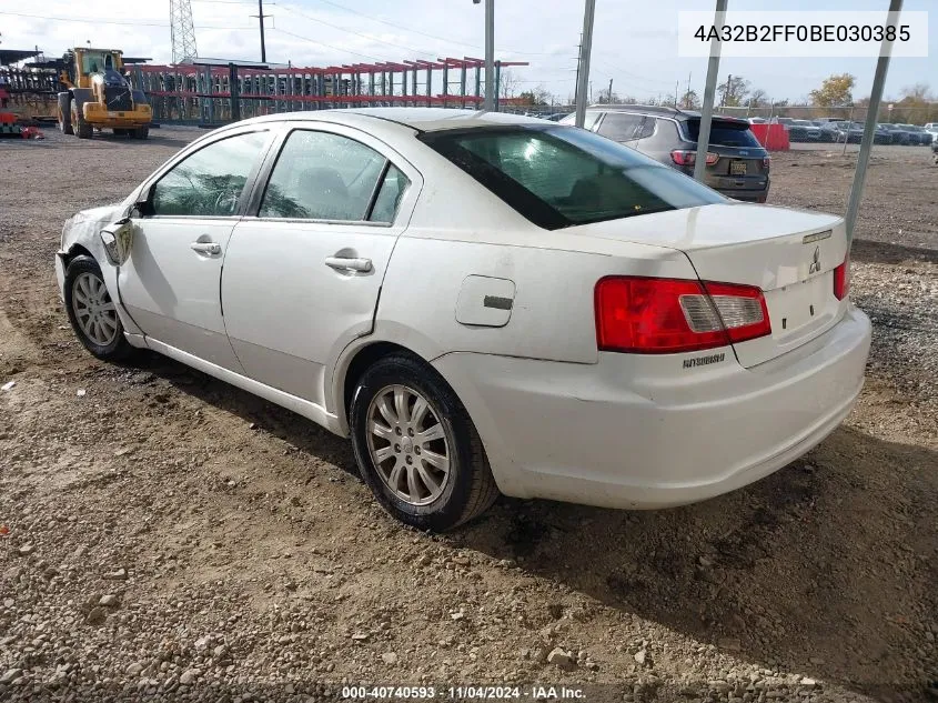 2011 Mitsubishi Galant Fe VIN: 4A32B2FF0BE030385 Lot: 40740593