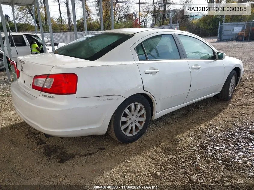 2011 Mitsubishi Galant Fe VIN: 4A32B2FF0BE030385 Lot: 40740593