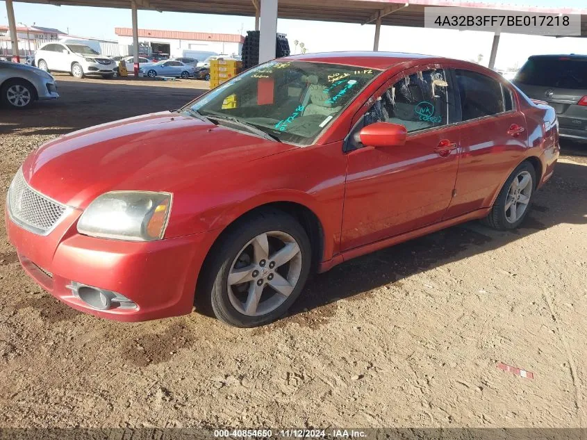 2011 Mitsubishi Galant Es/Se VIN: 4A32B3FF7BE017218 Lot: 40854650