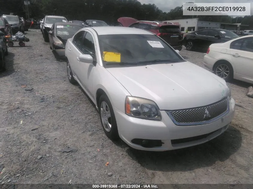 2012 Mitsubishi Galant Es/Se VIN: 4A32B3FF2CE019928 Lot: 39919368