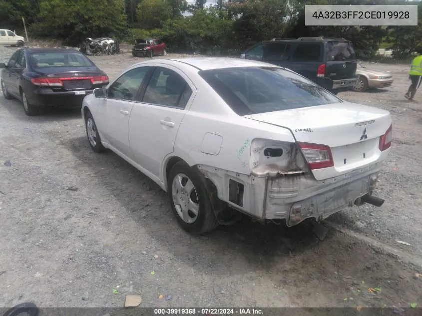 2012 Mitsubishi Galant Es/Se VIN: 4A32B3FF2CE019928 Lot: 39919368