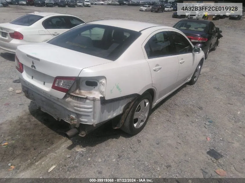 2012 Mitsubishi Galant Es/Se VIN: 4A32B3FF2CE019928 Lot: 39919368