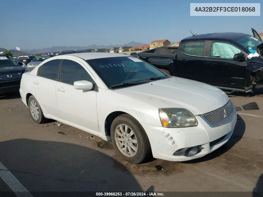 2012 Mitsubishi Galant Fe VIN: 4A32B2FF3CE018068 Lot: 39966253