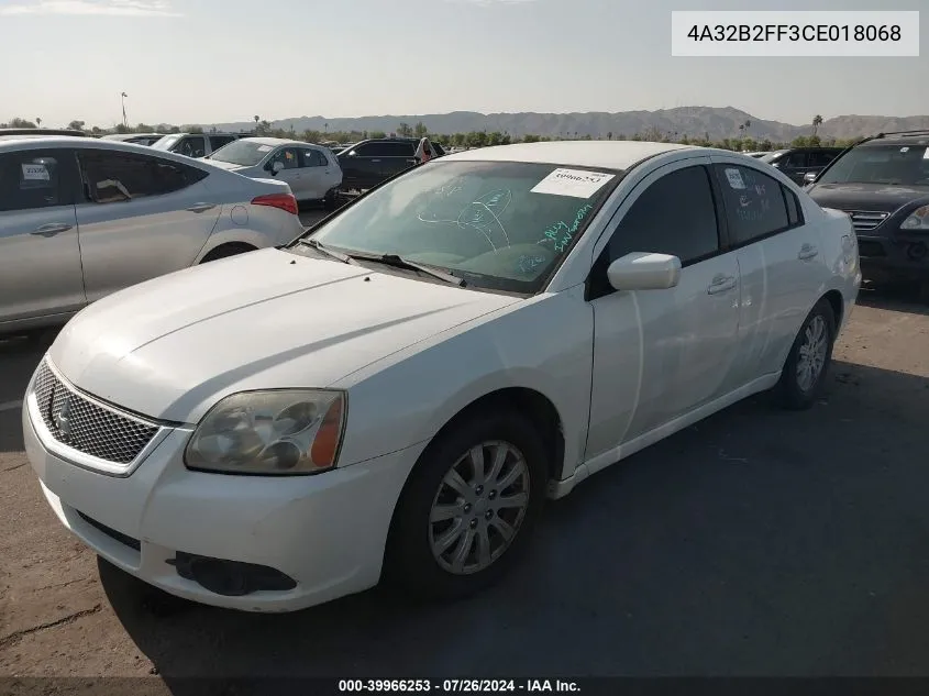 2012 Mitsubishi Galant Fe VIN: 4A32B2FF3CE018068 Lot: 39966253