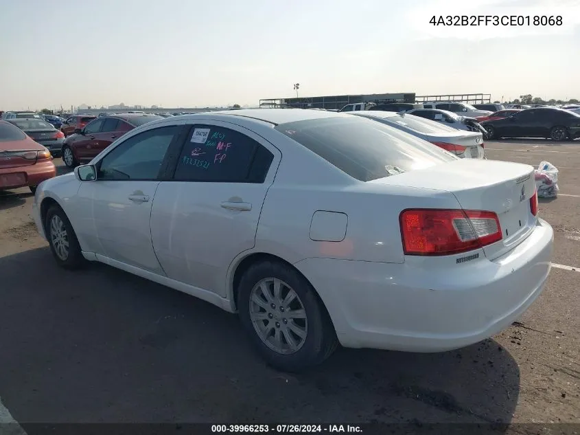 2012 Mitsubishi Galant Fe VIN: 4A32B2FF3CE018068 Lot: 39966253