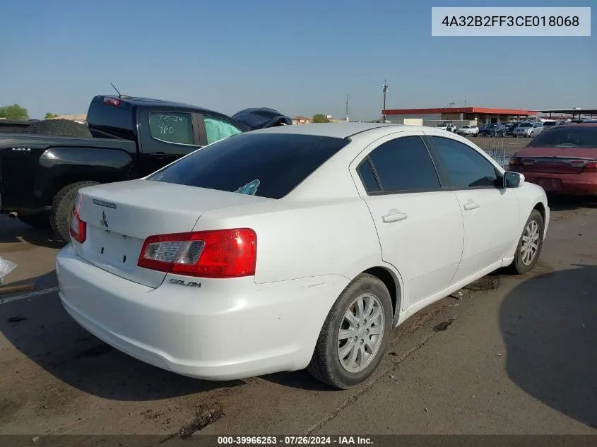 2012 Mitsubishi Galant Fe VIN: 4A32B2FF3CE018068 Lot: 39966253