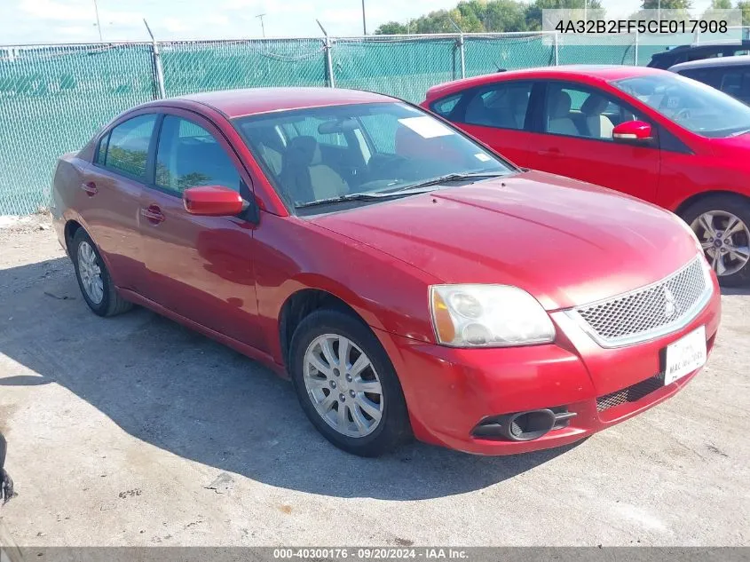 2012 Mitsubishi Galant Fe VIN: 4A32B2FF5CE017908 Lot: 40300176