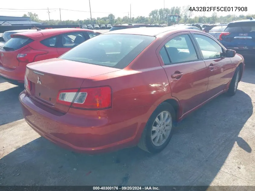 2012 Mitsubishi Galant Fe VIN: 4A32B2FF5CE017908 Lot: 40300176