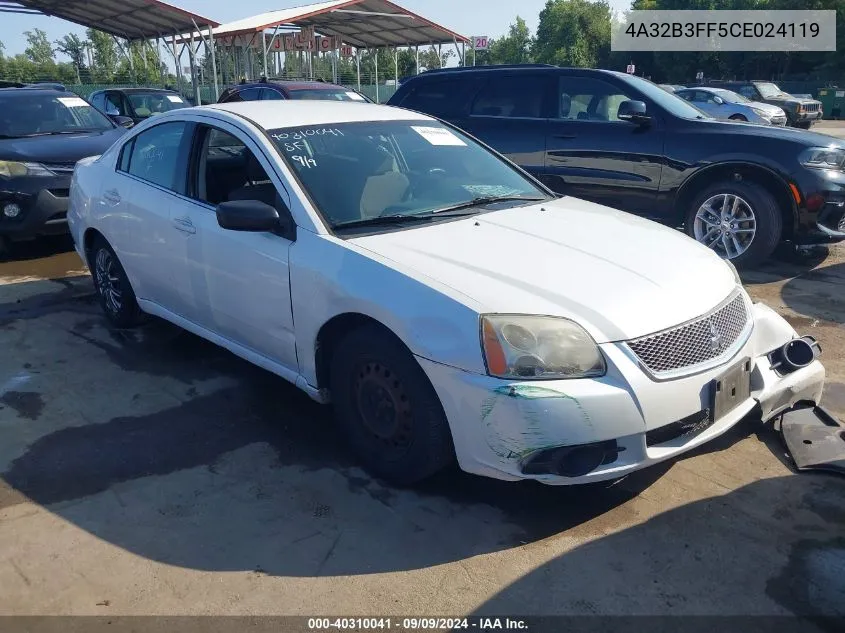 2012 Mitsubishi Galant Es/Se VIN: 4A32B3FF5CE024119 Lot: 40310041