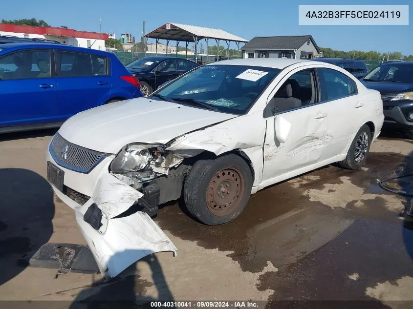 2012 Mitsubishi Galant Es/Se VIN: 4A32B3FF5CE024119 Lot: 40310041