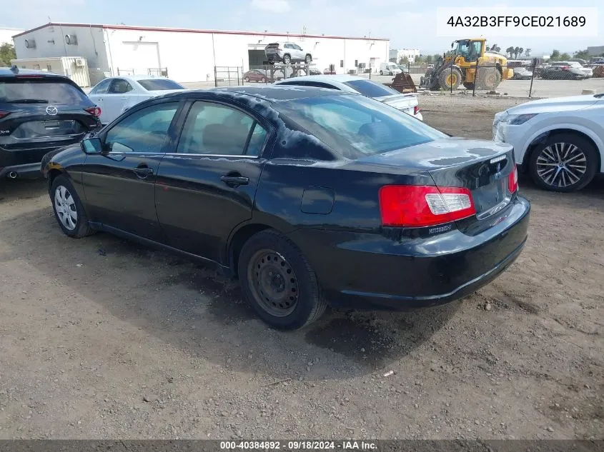 2012 Mitsubishi Galant Es/Se VIN: 4A32B3FF9CE021689 Lot: 40384892