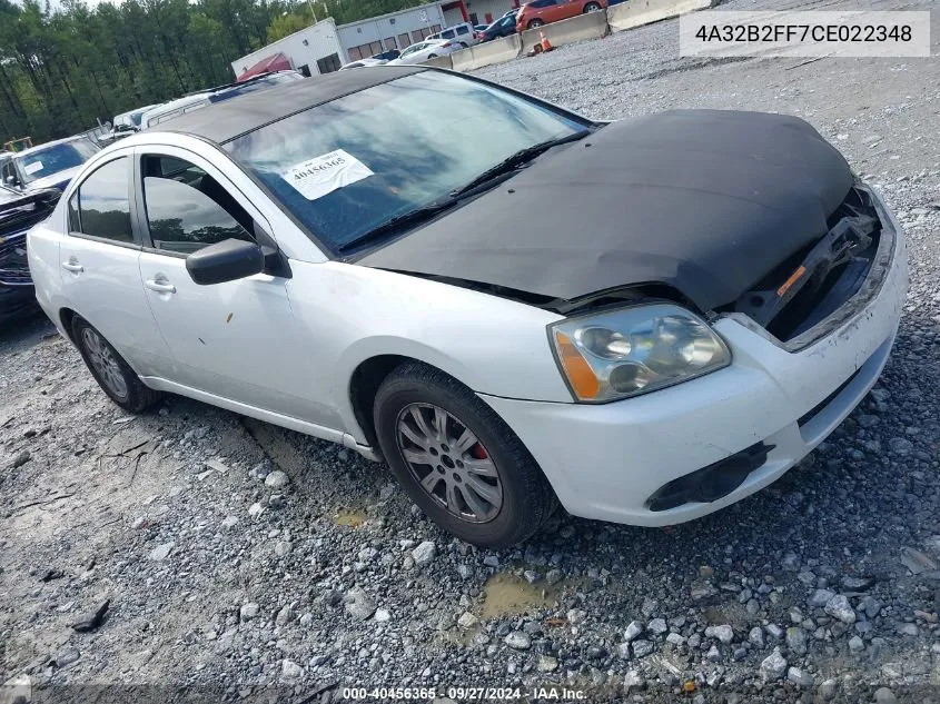 2012 Mitsubishi Galant Fe VIN: 4A32B2FF7CE022348 Lot: 40456365