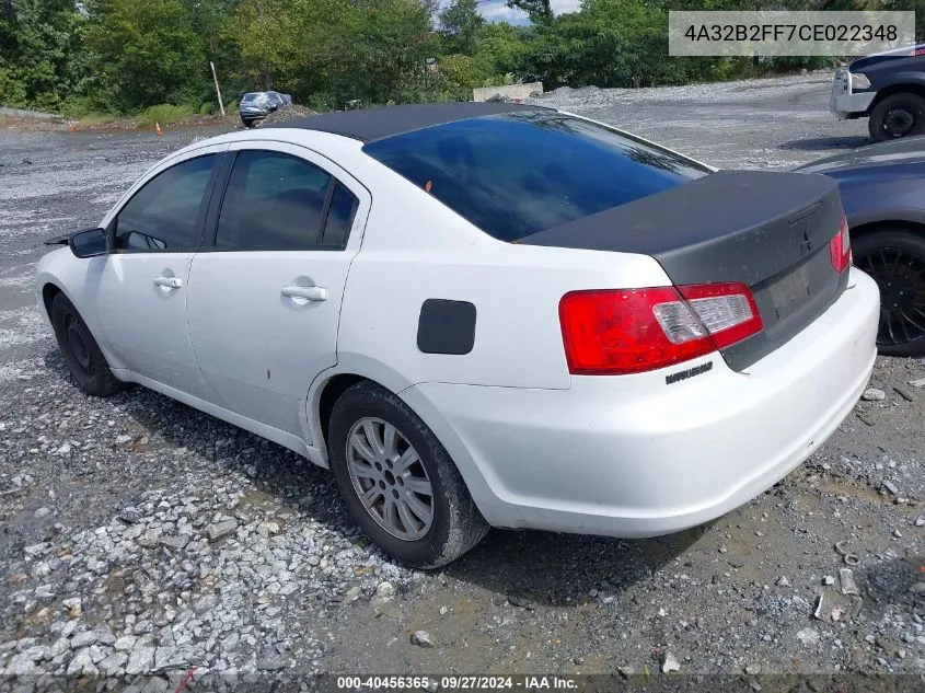 2012 Mitsubishi Galant Fe VIN: 4A32B2FF7CE022348 Lot: 40456365