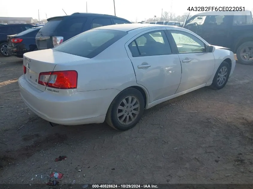 2012 Mitsubishi Galant Fe VIN: 4A32B2FF6CE022051 Lot: 40528624