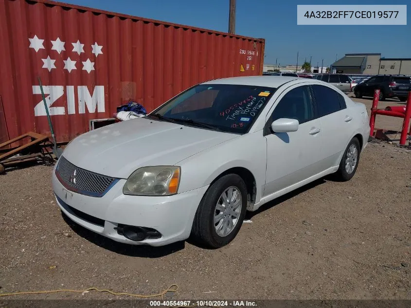 2012 Mitsubishi Galant Fe VIN: 4A32B2FF7CE019577 Lot: 40554967