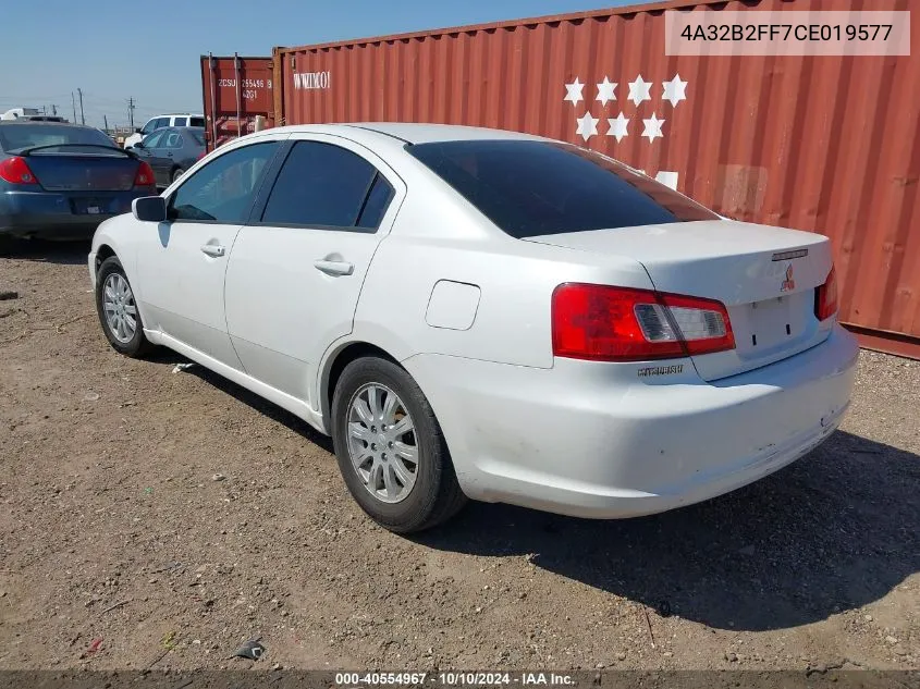 2012 Mitsubishi Galant Fe VIN: 4A32B2FF7CE019577 Lot: 40554967