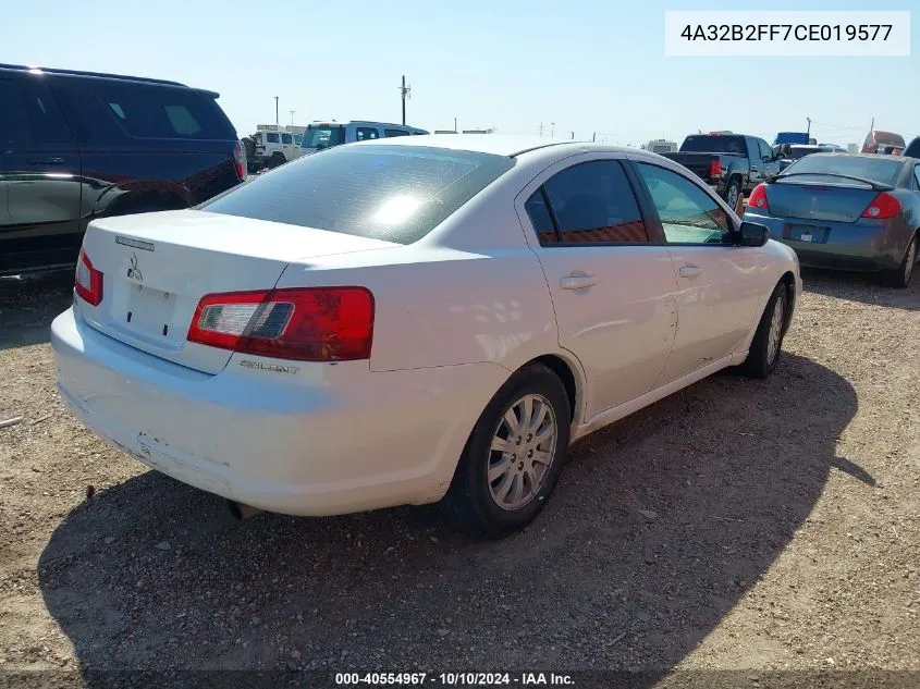 2012 Mitsubishi Galant Fe VIN: 4A32B2FF7CE019577 Lot: 40554967