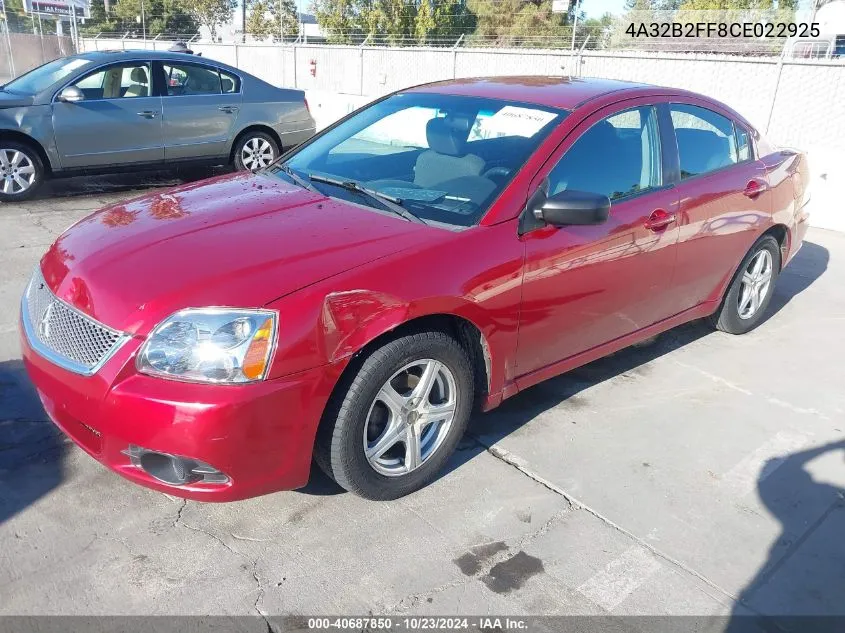 2012 Mitsubishi Galant Fe VIN: 4A32B2FF8CE022925 Lot: 40687850