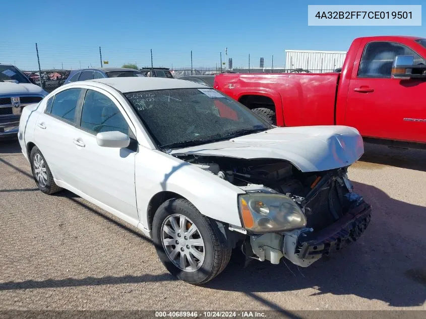 2012 Mitsubishi Galant Fe VIN: 4A32B2FF7CE019501 Lot: 40689946