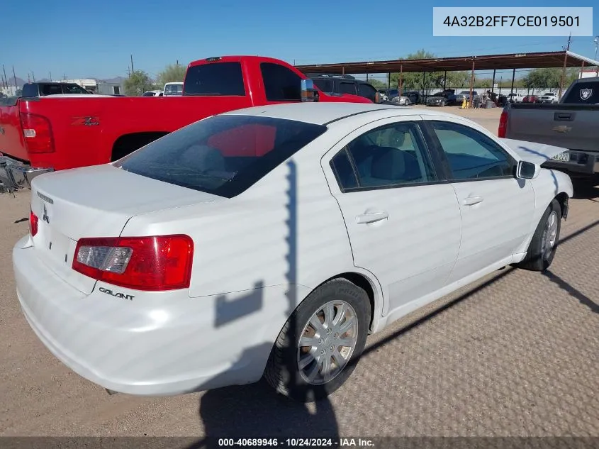 2012 Mitsubishi Galant Fe VIN: 4A32B2FF7CE019501 Lot: 40689946